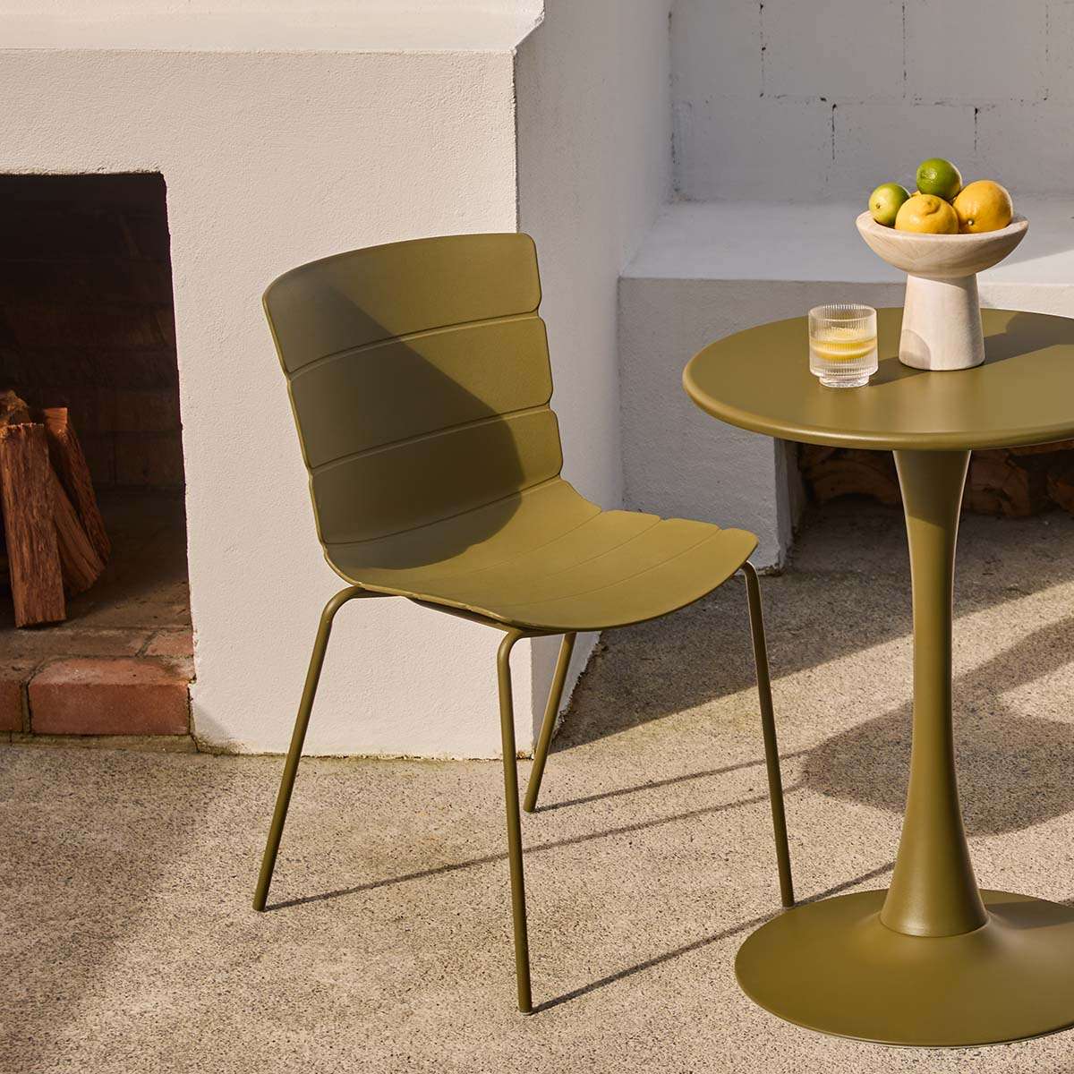 Ravello Indoor/Outdoor Dining Chair - Set of Two - Olive Green