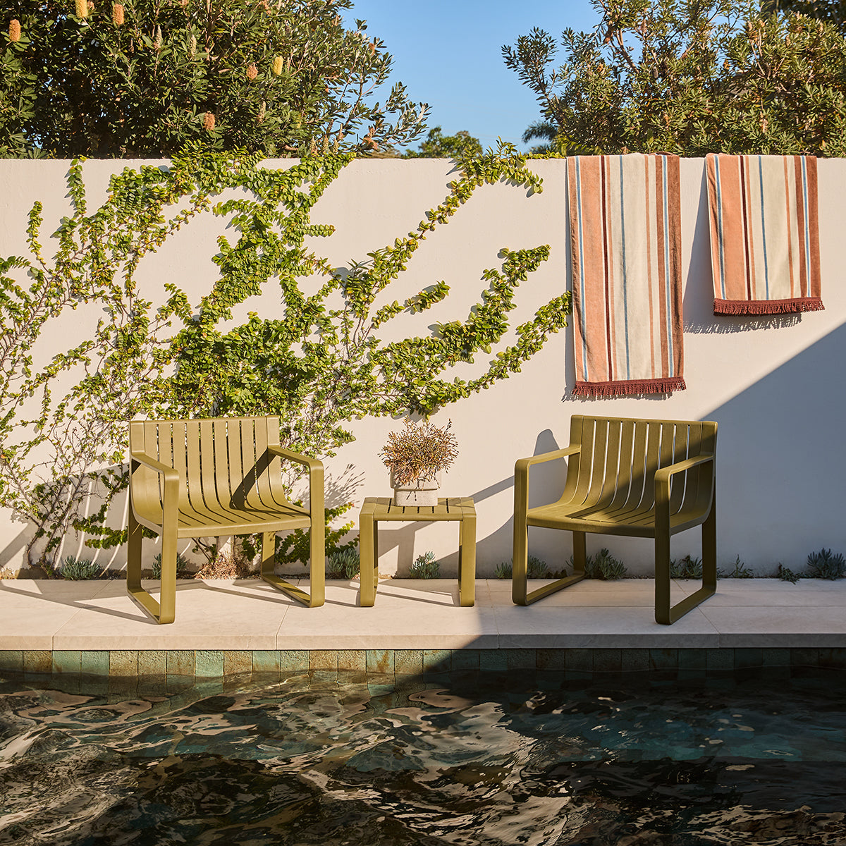 Ravello Outdoor Lounge Seating - Set of Three - Olive Green