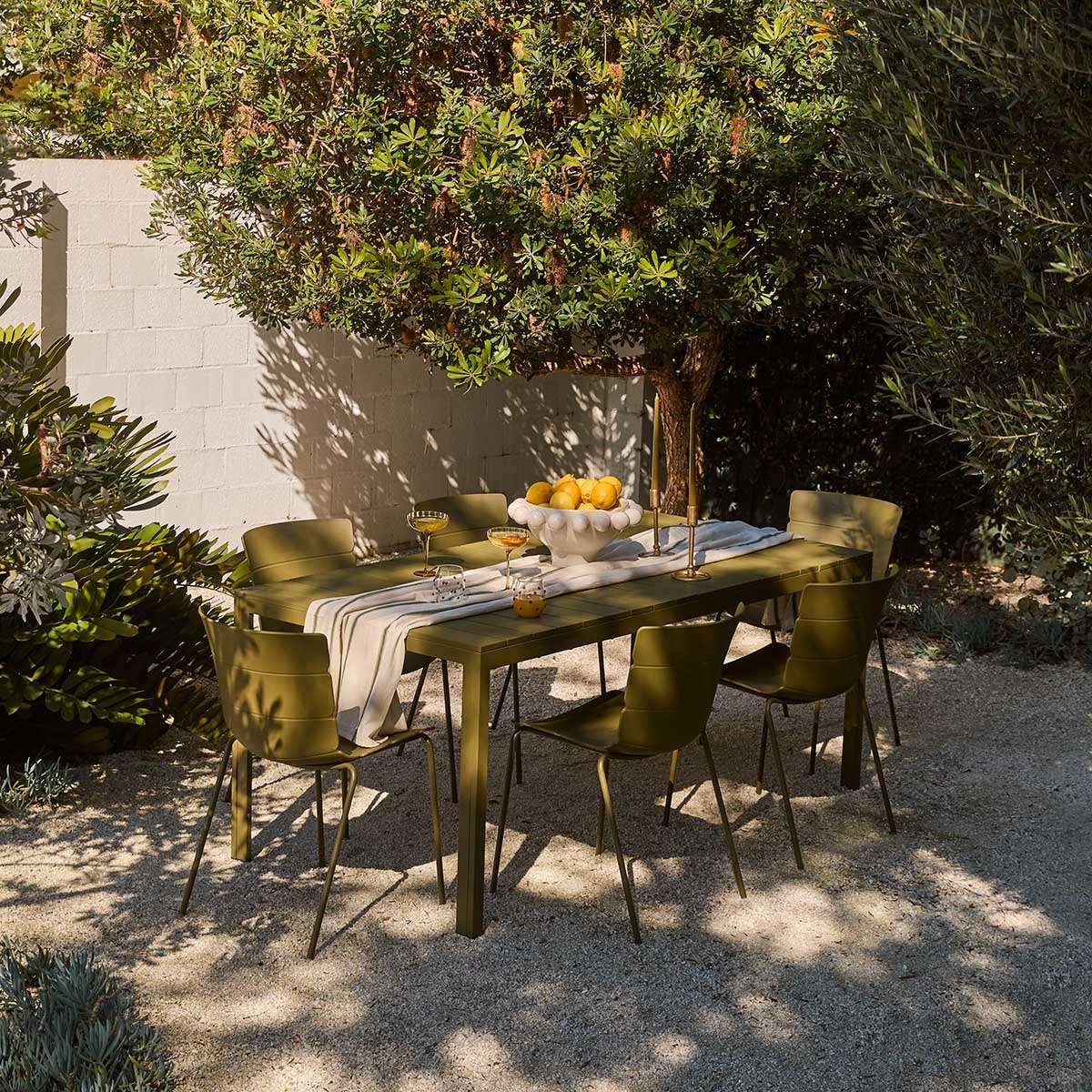 Ravello Outdoor Six Seater Dining Table - Olive Green