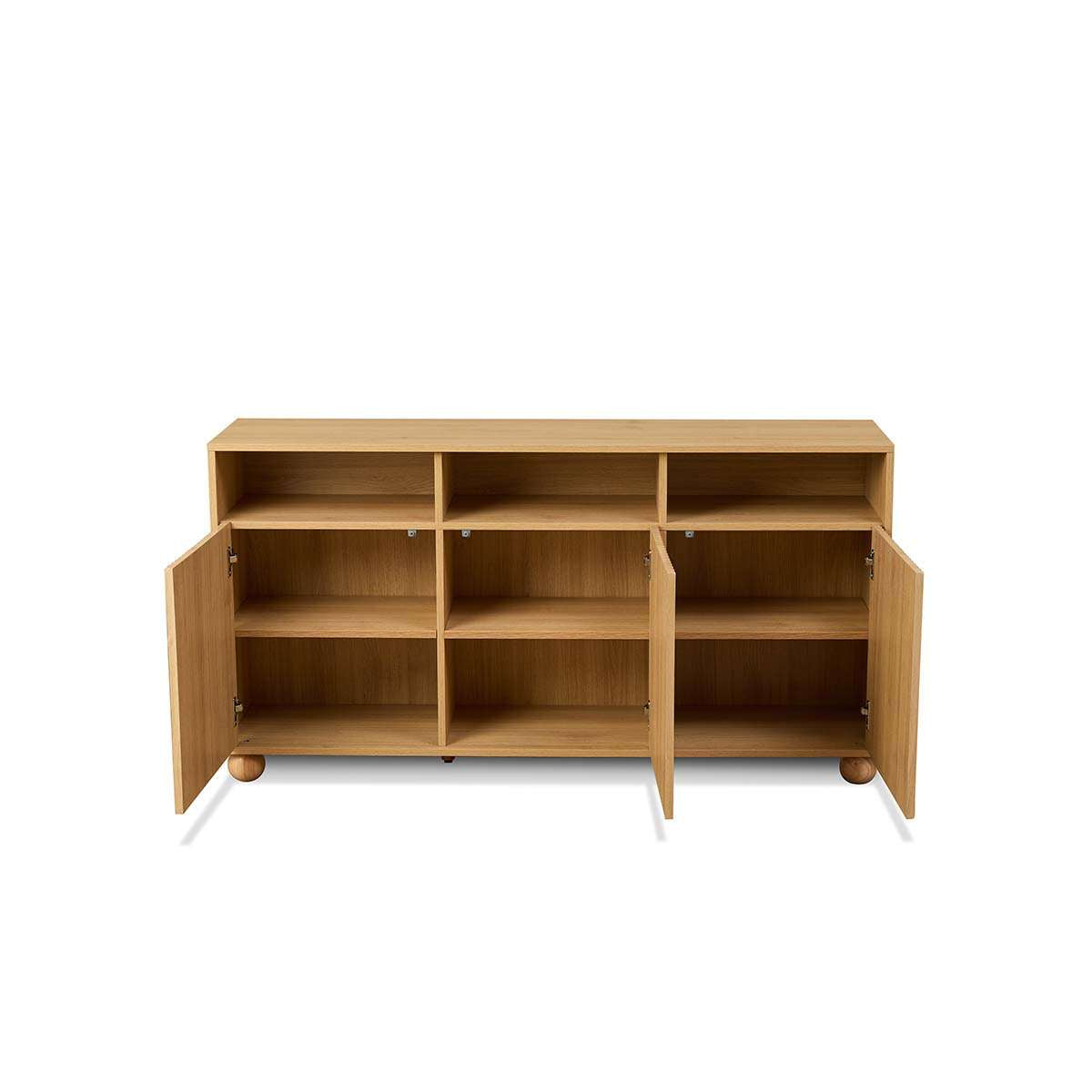 Deven Ball Feet Storage Console Table - Natural