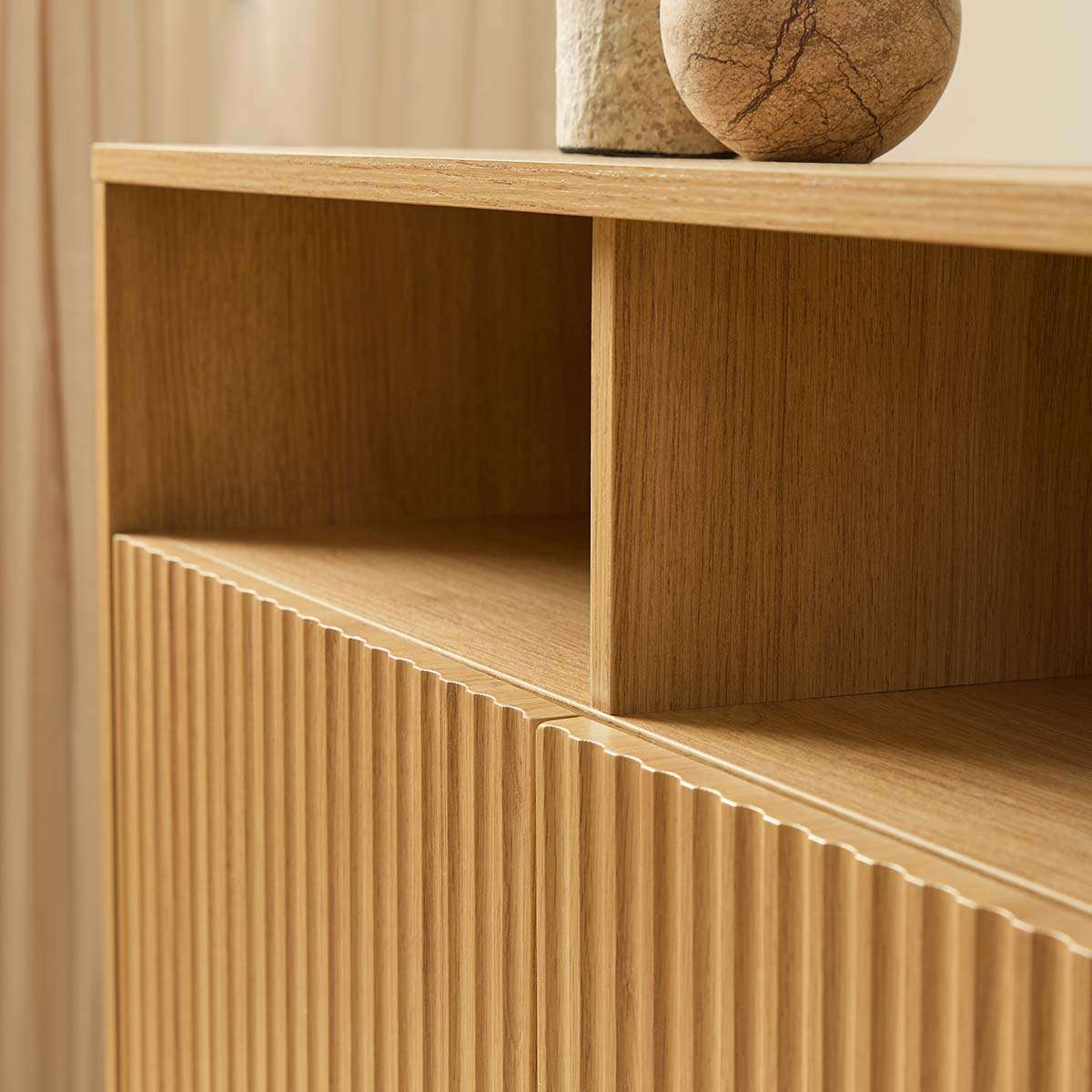Deven Ball Feet Storage Console Table - Natural
