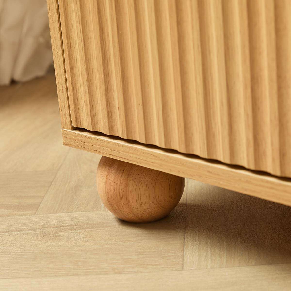 Deven Ball Feet Storage Console Table - Natural