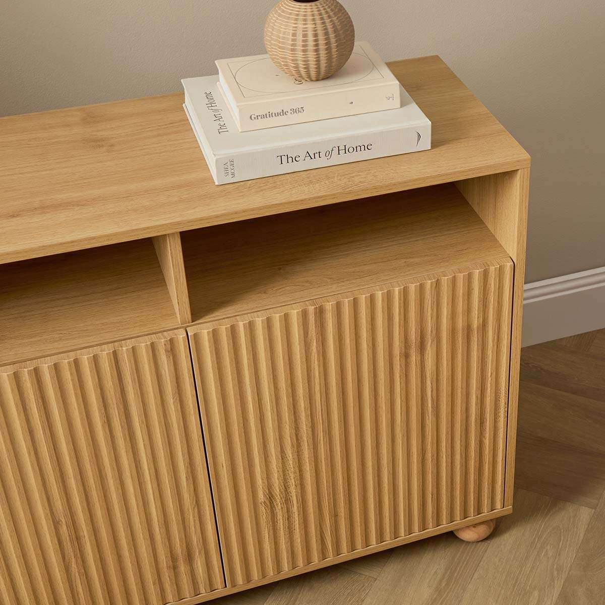 Deven Ball Feet Storage Console Table - Natural