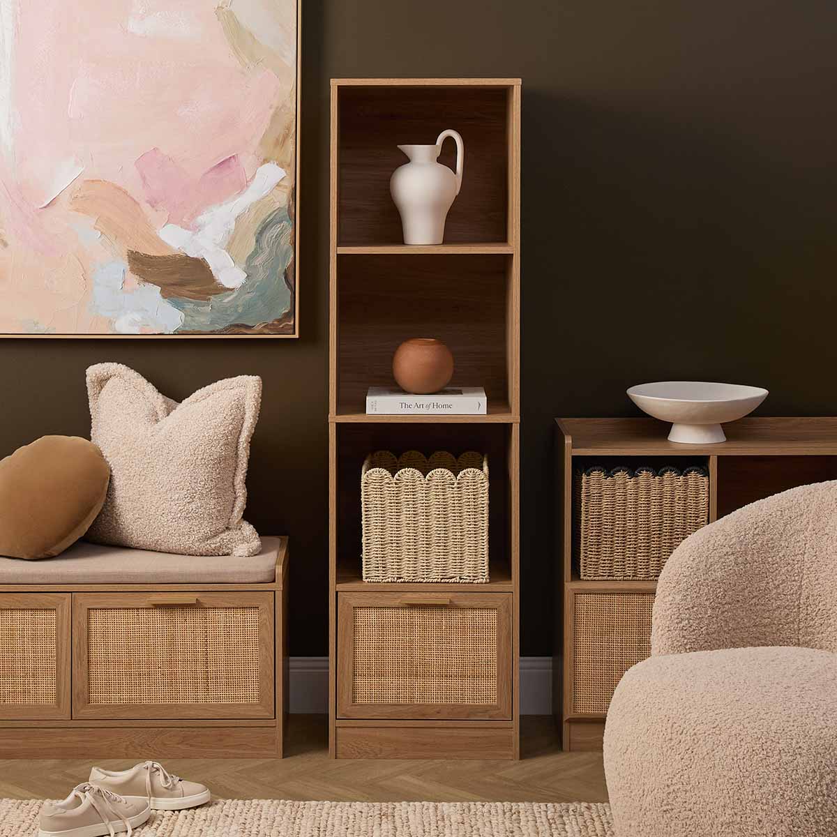 Noosa Rattan Slim Bookcase - Natural