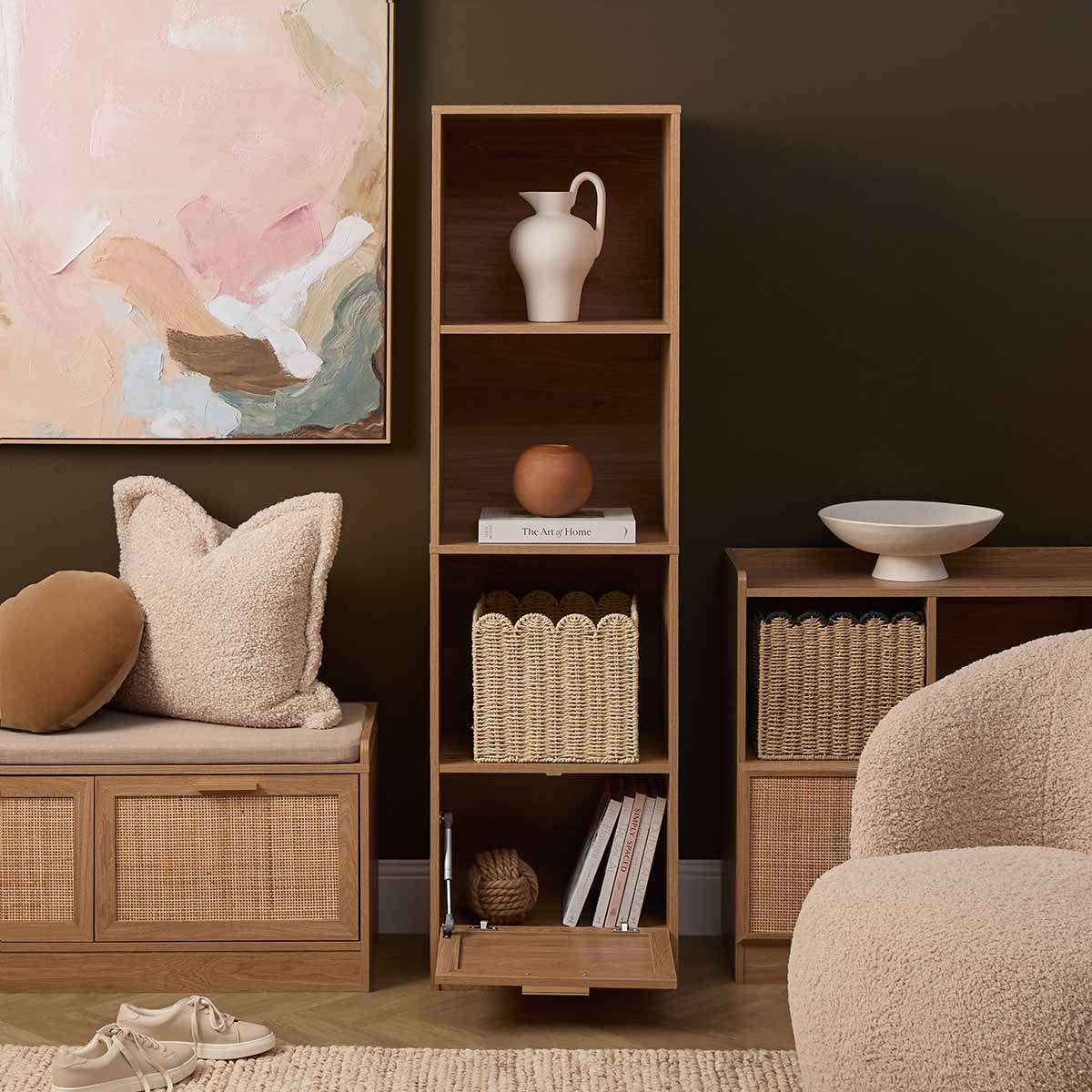 Noosa Rattan Slim Bookcase - Natural