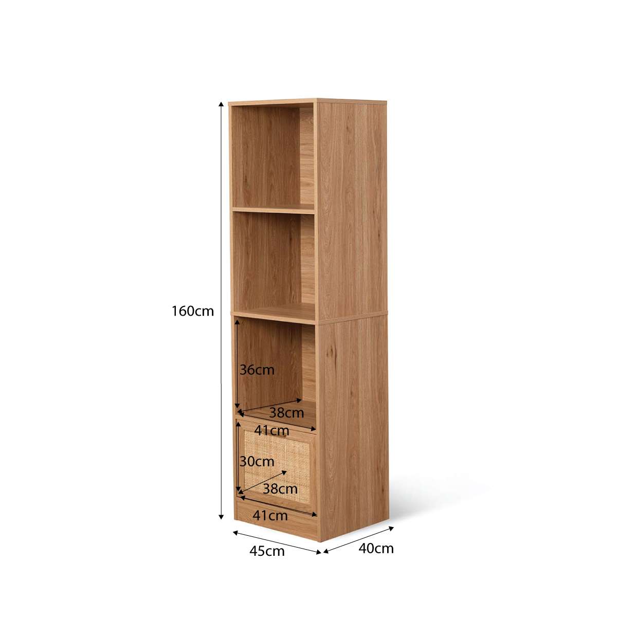 Noosa Rattan Slim Bookcase - Natural