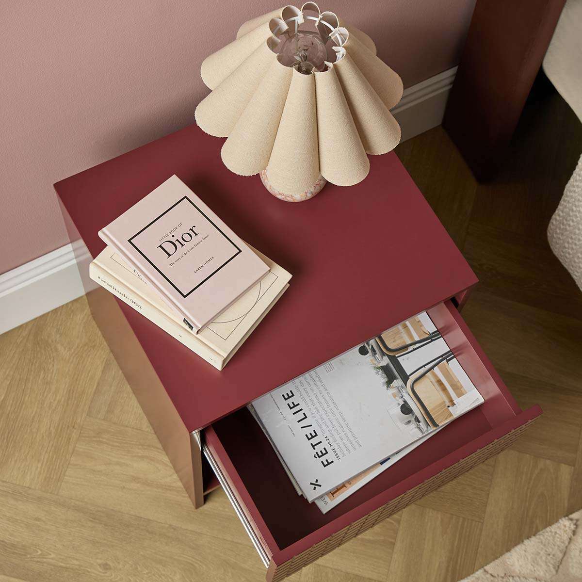Drew Checkerboard Bedside Table - Shiraz