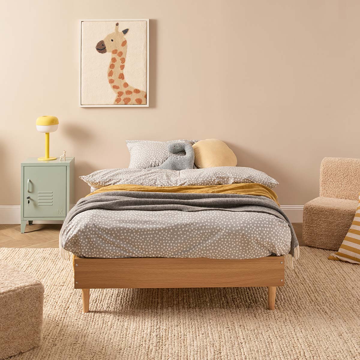 King Single Bed Base - Natural
