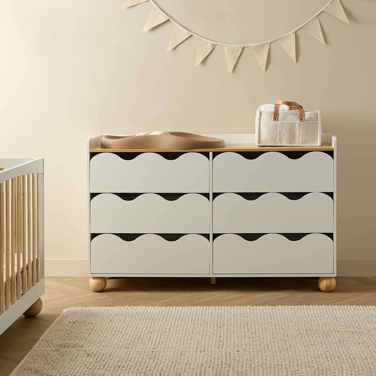 Arki Ripple Six Drawer - White/Natural