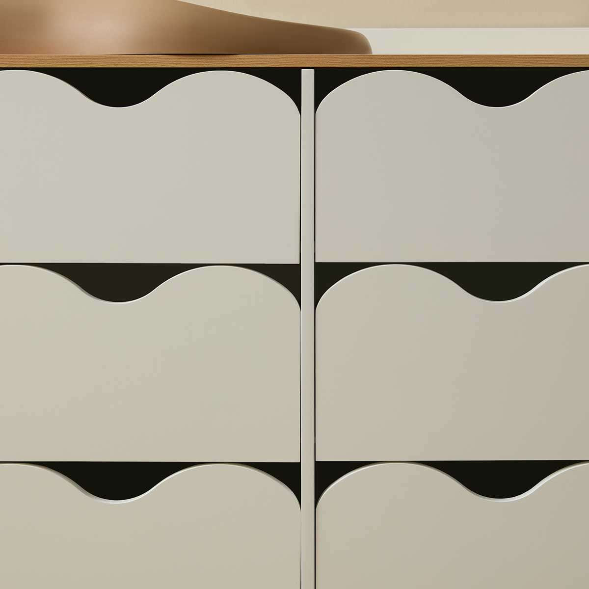 Arki Ripple Six Drawer - White/Natural
