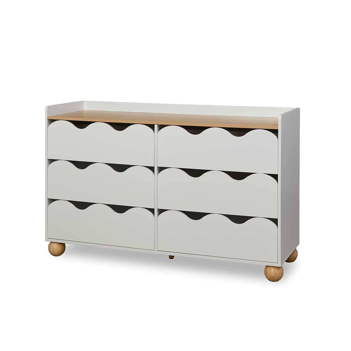 Arki Ripple Six Drawer - White/Natural