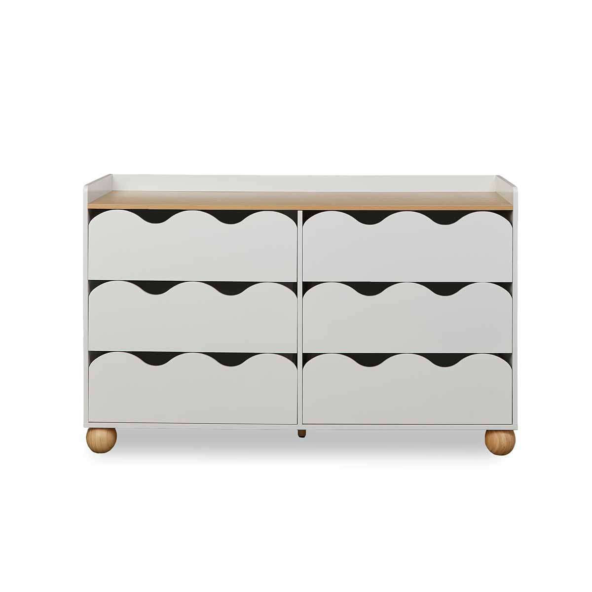 Arki Ripple Six Drawer - White/Natural