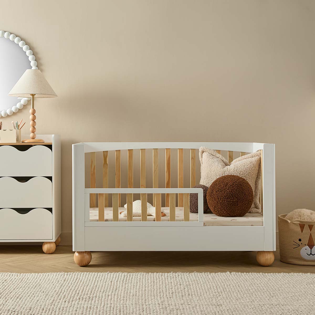Blake Cot Toddler Bed Half Frame - White/Natural