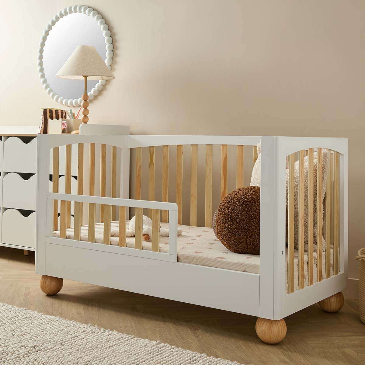 Blake Cot Toddler Bed Half Frame - White/Natural
