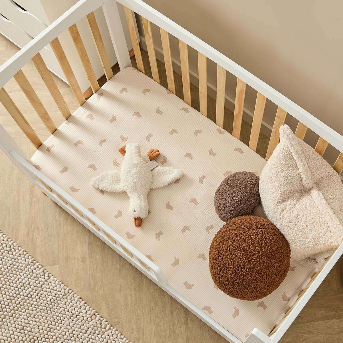 Blake Cot Toddler Bed Half Frame - White/Natural