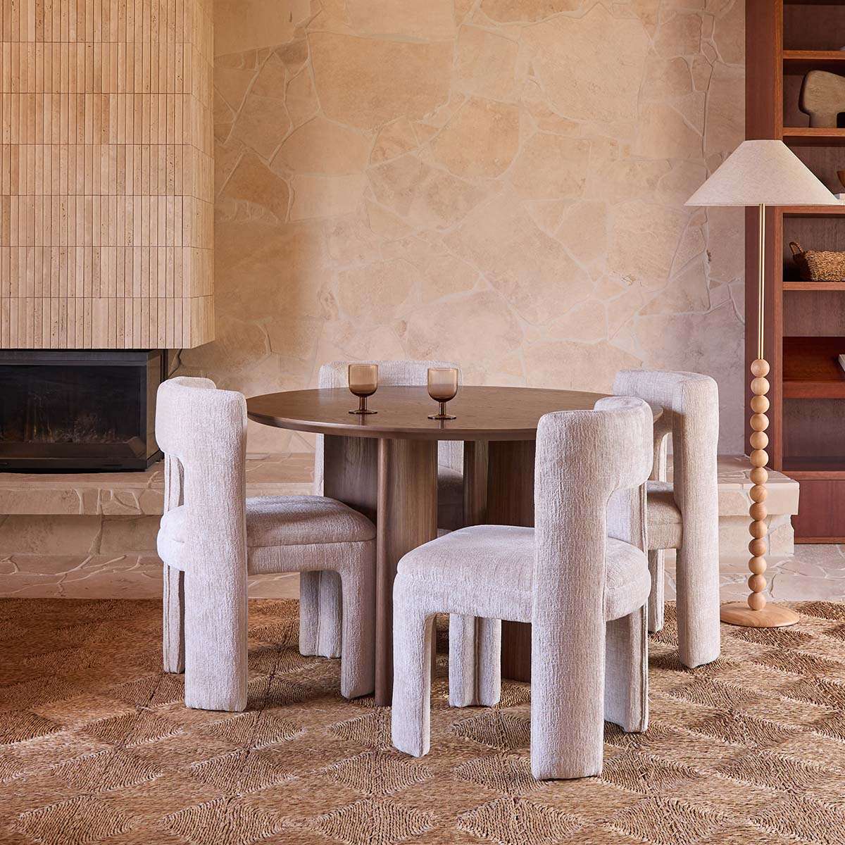 Mila Oak Round Four Seater Dining Table - Walnut