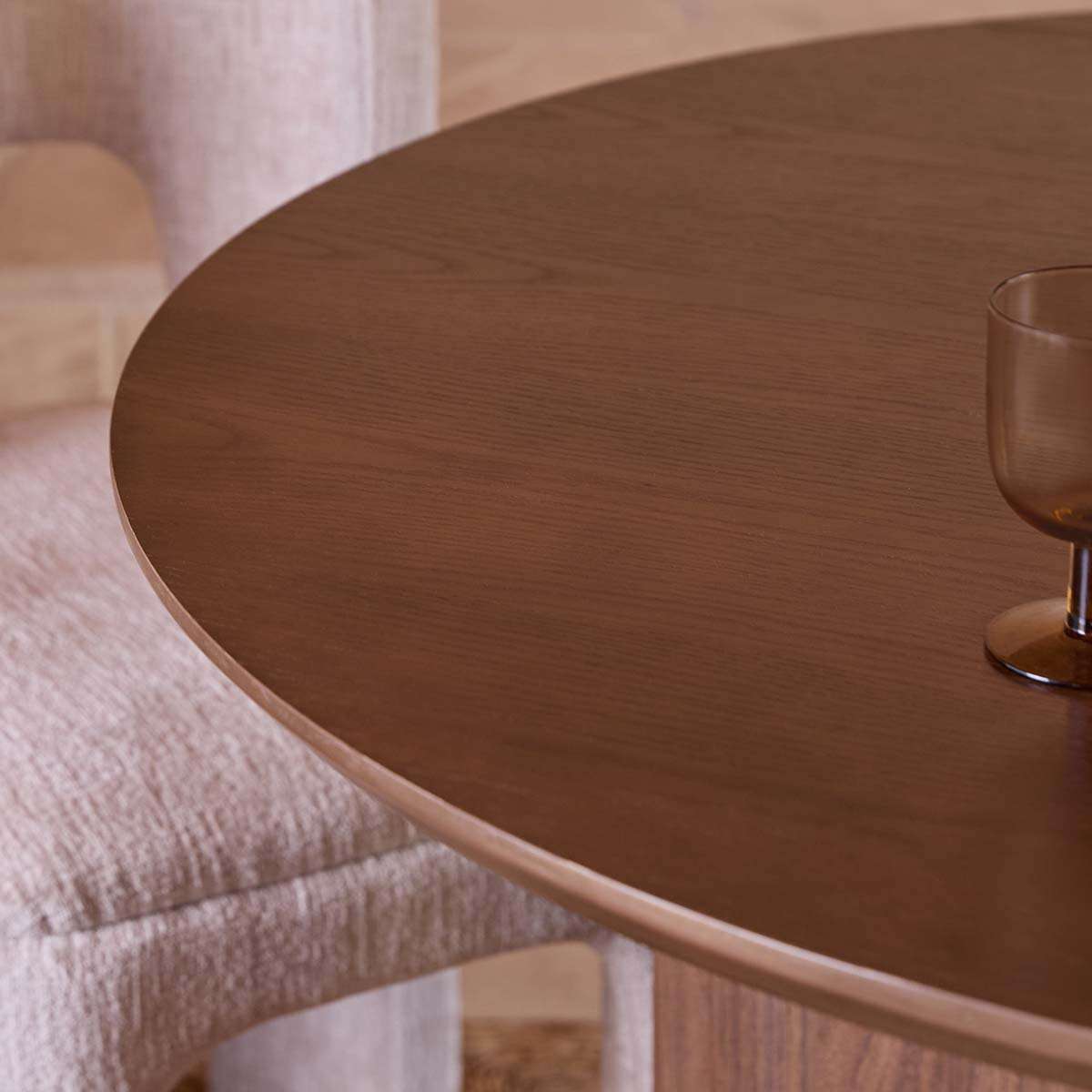 Mila Oak Round Four Seater Dining Table - Walnut