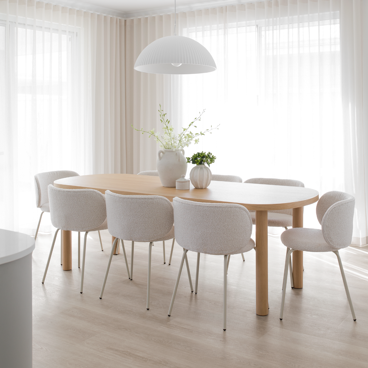 Willa Curved Dining Chair - Set of Two - Cream