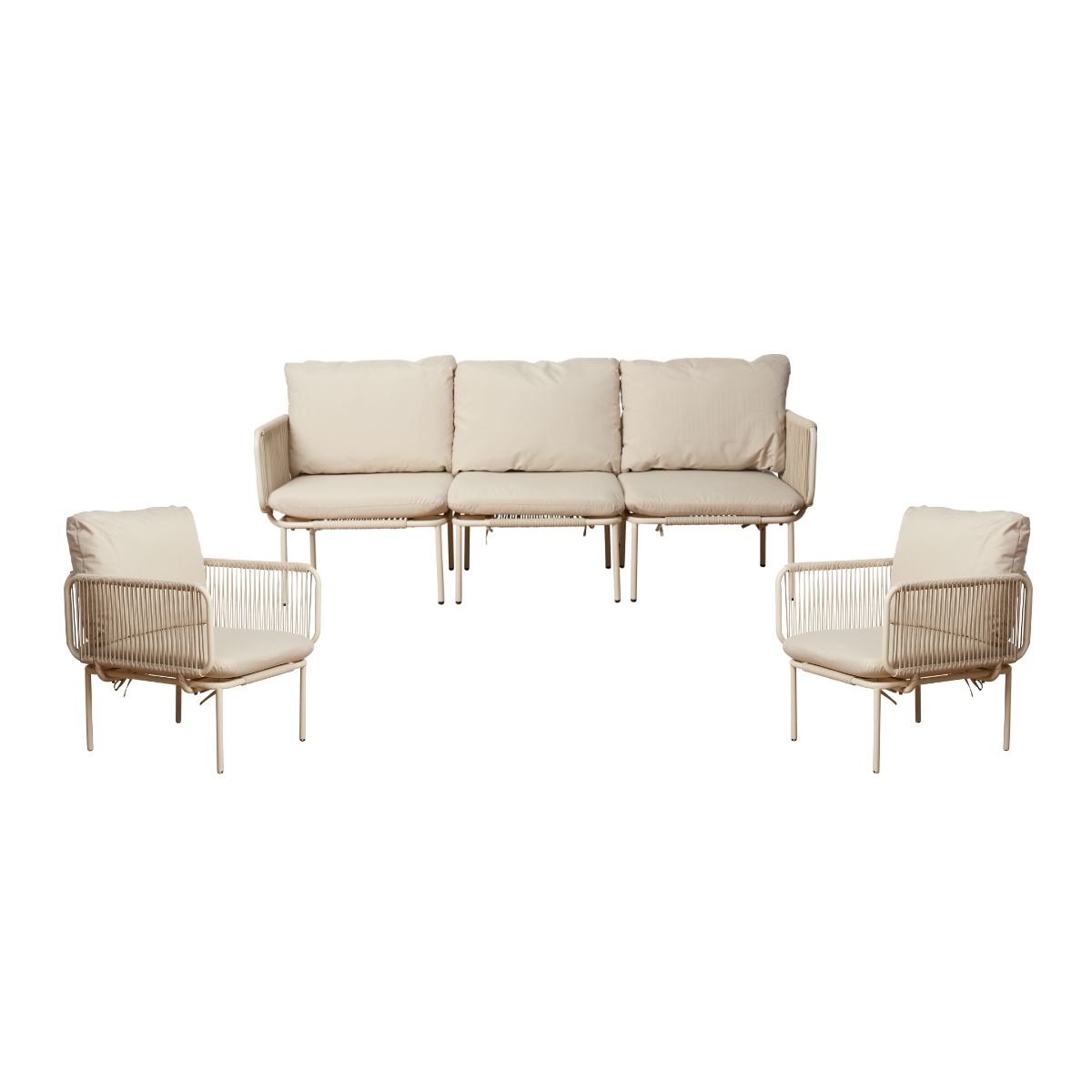 Sorrento Outdoor Armchair and Three Seater Three Piece Set  - Beige