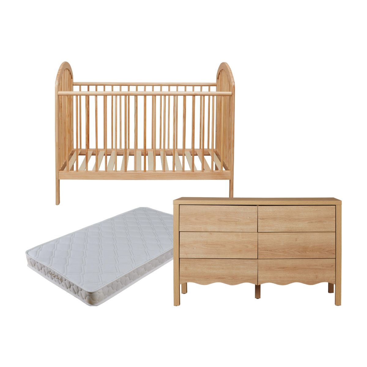 Archie Natural Three Piece Nursery Furniture Set