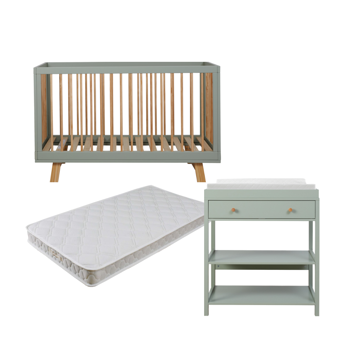 Aspen Mocka Sage Four Piece Nursery Furniture Set