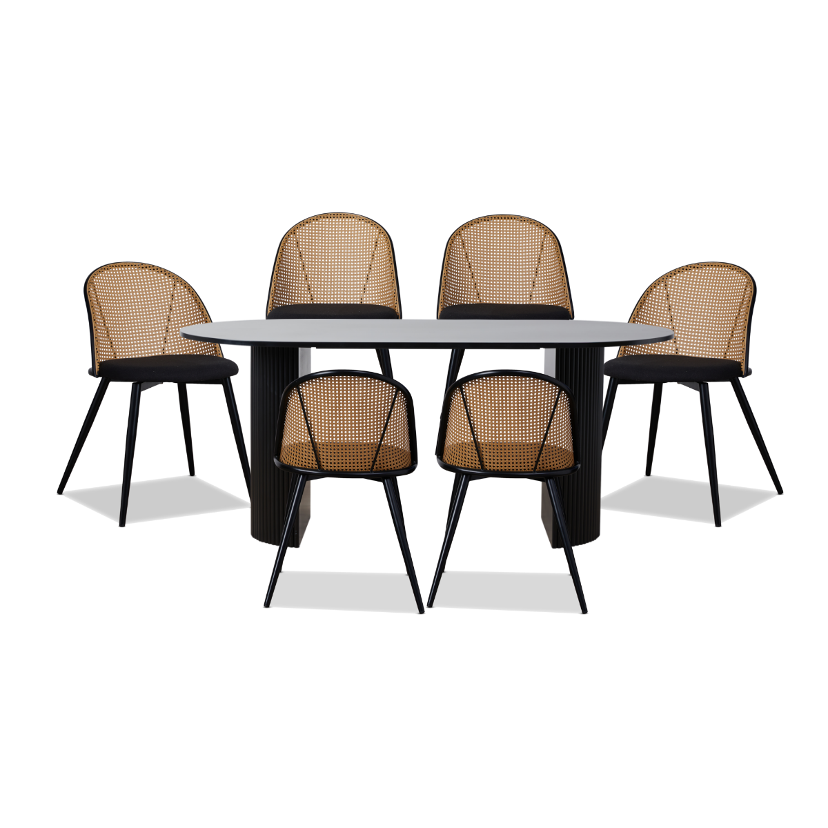 Eve Black Table and Avila Seven Piece Set