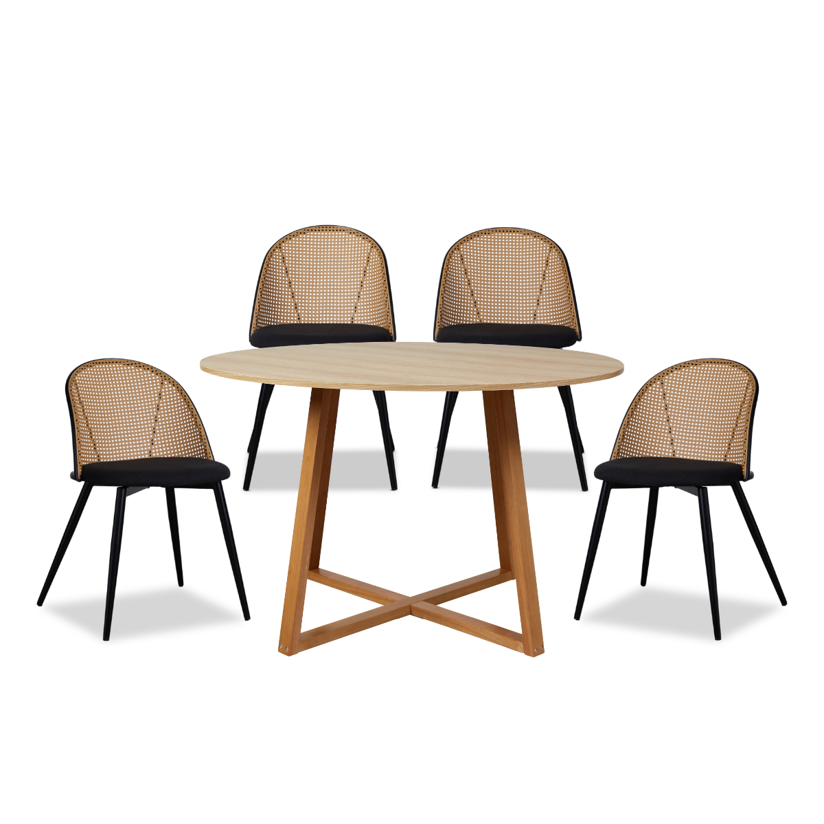 Kyoto Natural and Avila Black Five Piece Dining Set